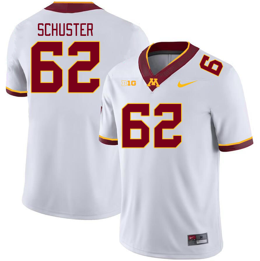 Men #62 Jacob Schuster Minnesota Golden Gophers College Football Jerseys Stitched-White - Click Image to Close